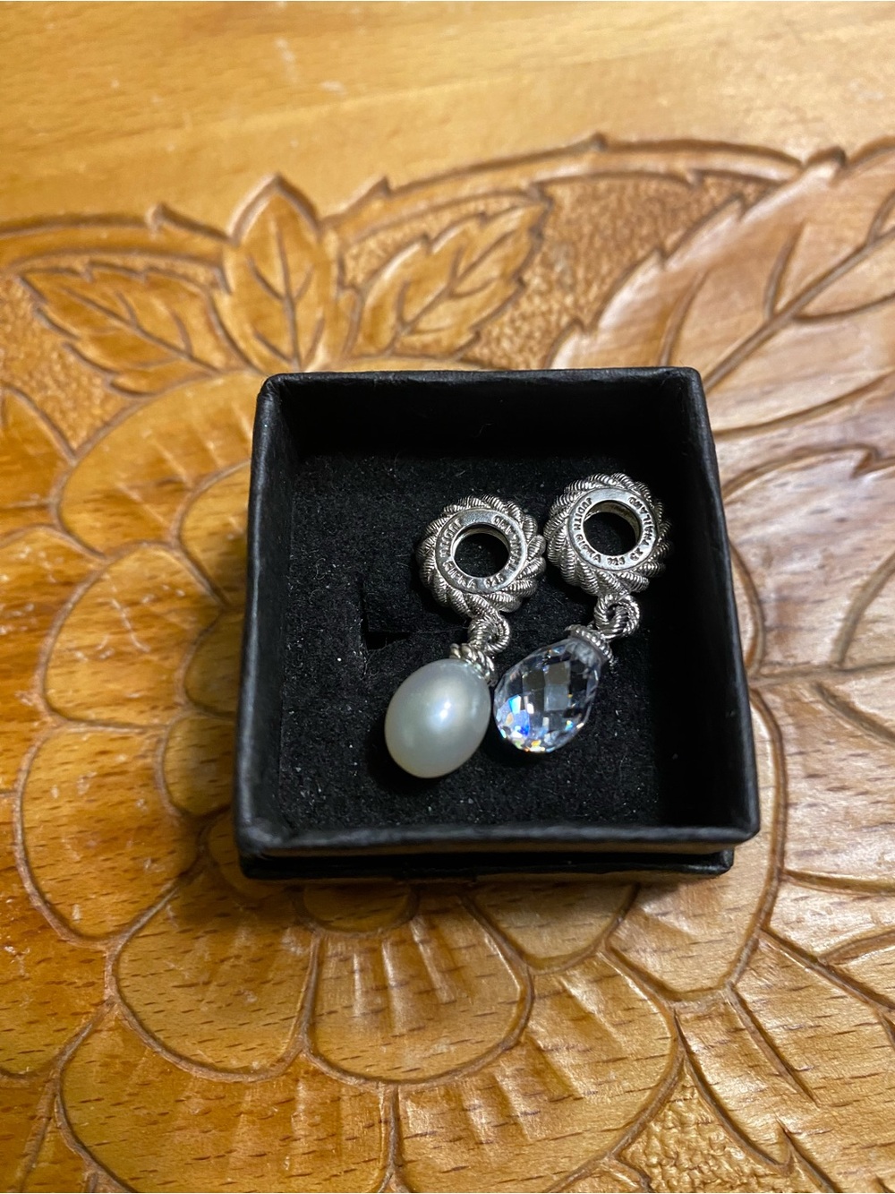 Judith Ripka Sterling Charm with Crystal Faceted Teardrop - Picture 2 of 3